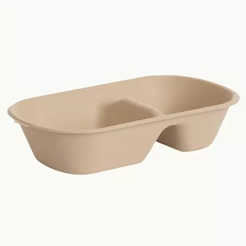 Food Boxes Bamboo 850ml 2 partition, Carton - Ecoware