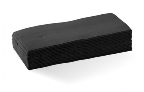 Dinner Napkins 1/8 Fold - Black, 400mm x 400mm, 2 Ply - Matthews