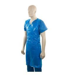 Polyethylene Sleeveless Aprons - Blue, 800mm x 1400mm x 30mu - Matthews