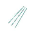 Straw 8 x 20cm PAPER aqua stripe , Pack 200 - Vegware