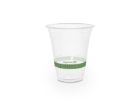 Cold Cup PLA Standard 12oz 390ml Green Stripe, Carton 1000 - Vegware