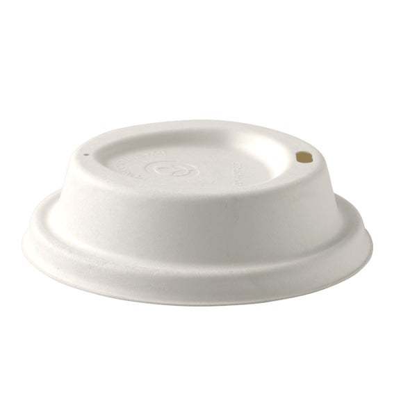 90mm Pulp Coffee Lids for 12 16 & 20oz, White - BioPak