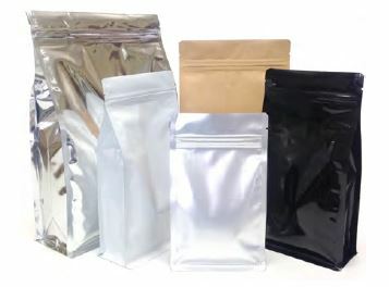 Flat Bottom with Zipper Food Pouch 250g Black Shiny 140x70x210mm Carton 500