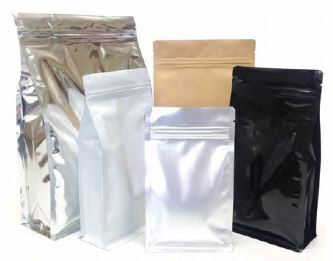 Flat Bottom with Zipper Food Pouch 500g Black Shiny 150x80x255mm Carton 500