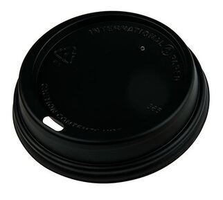 PS Plastic Hot Cup Lids - Black, 90mm Diameter (1000) - Matthews