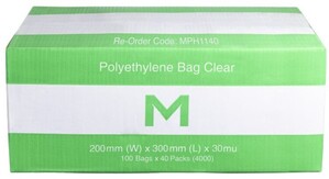 FP Polyethylene Bag - Clear, 200mm x 300mm x 30mu  - Matthews