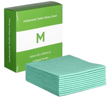 Antibacterial Textile Wipes - Green, 400mm x 400mm, 140gsm   - Matthews