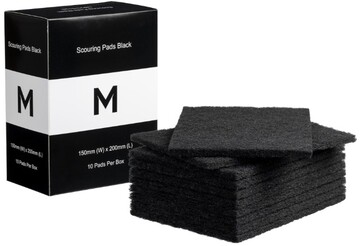 Regular Scouring Pads - Black, 150mm x 200mm x 8mm Carton 80 *Extra Heavy Duty - Matthews