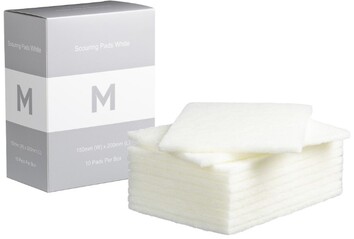 Regular Scouring Pads - White, 150mm x 200mm x 8mm Carton 80 *Non Scratch - Matthews