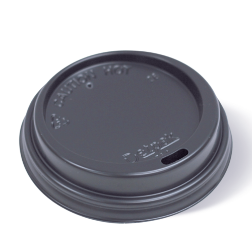 12 / 16 / 20oz (89mm) Smooth Hot Cup Lid Black Fits: 89mm cup - Detpak